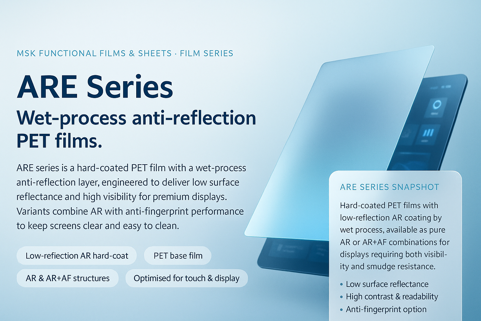 ARE series low-reflection hard-coated PET films